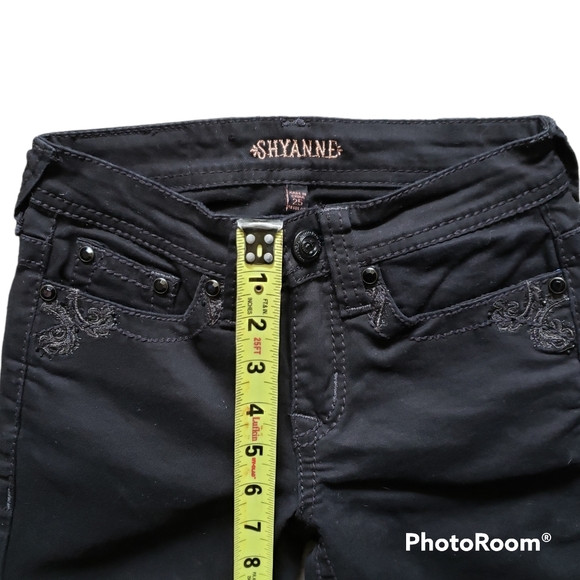 Shyanne Western Rodeo Black Skinny Jeans Embroidered Embellished Pockets Size 25 - Picture 8 of 9